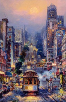 Powell Street cityscape modern city scenes Oil Paintings